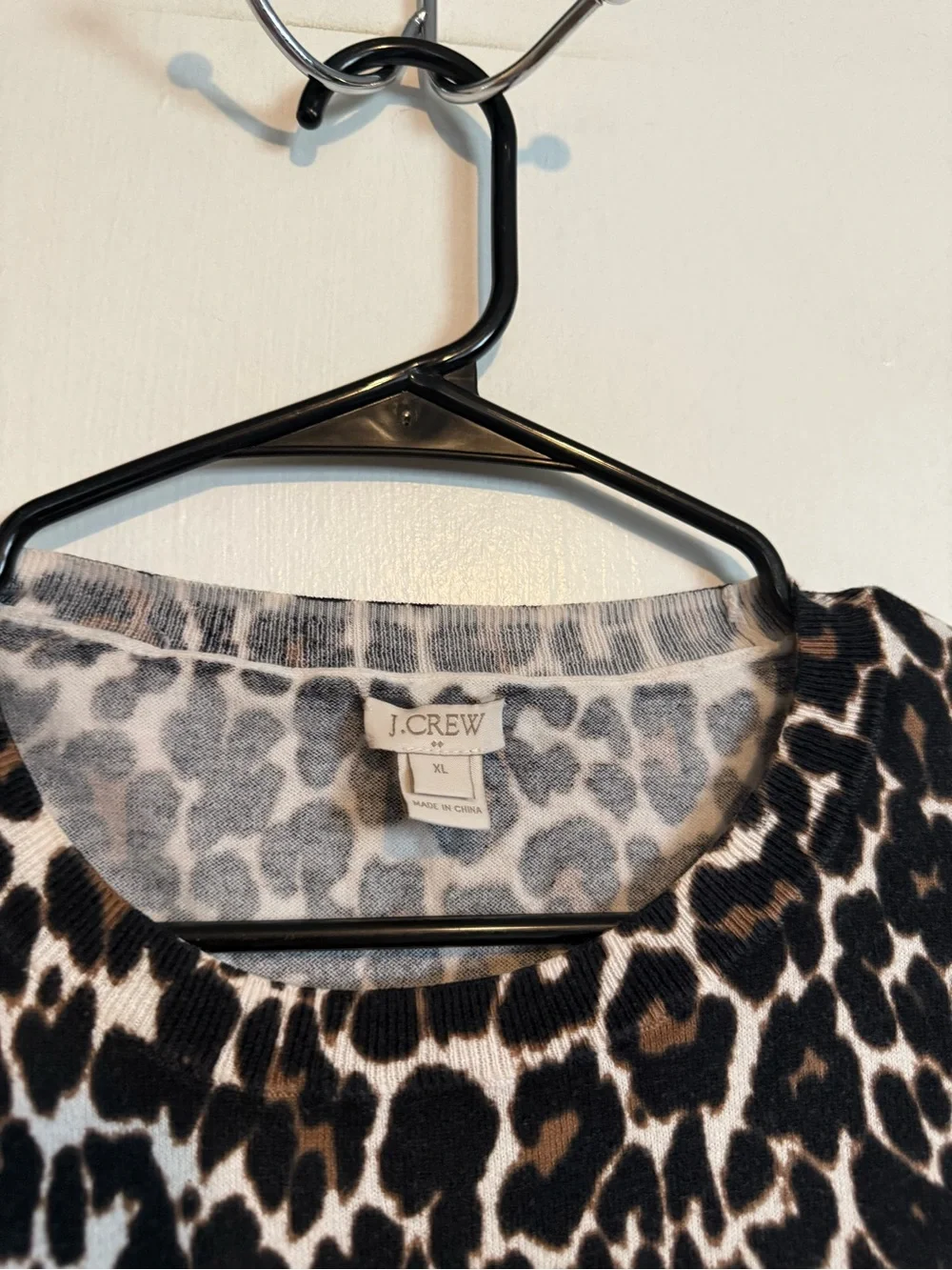 J. Crew leopard print teddie crewneck sweater size XL